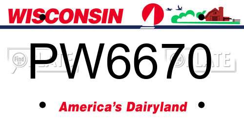 PW6670 Wisconsin License Plate