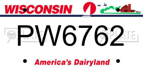 PW6762 Wisconsin License Plate