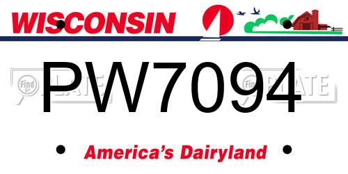 PW7094 Wisconsin License Plate