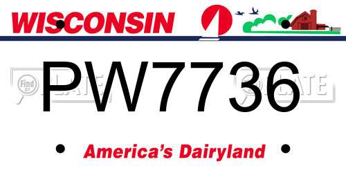 PW7736 Wisconsin License Plate