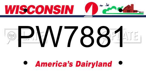 PW7881 Wisconsin License Plate