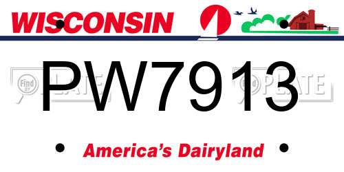 PW7913 Wisconsin License Plate