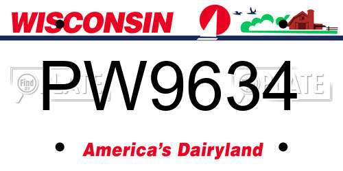 PW9634 Wisconsin License Plate