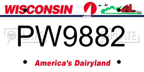 PW9882 Wisconsin License Plate