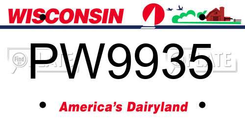 PW9935 Wisconsin License Plate