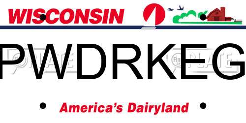 PWDRKEG Wisconsin License Plate