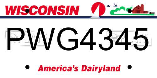 PWG4345 Wisconsin License Plate