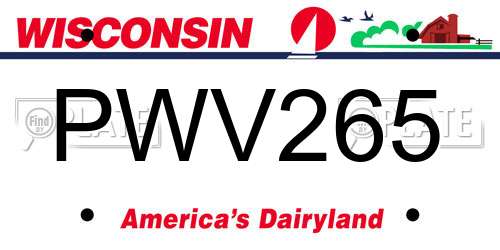 PWV265 Wisconsin License Plate