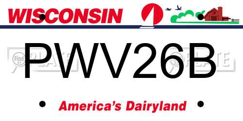 PWV26B Wisconsin License Plate