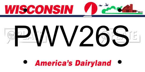 PWV26S Wisconsin License Plate