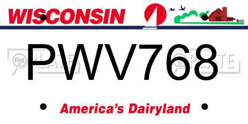 PWV768 Wisconsin License Plate