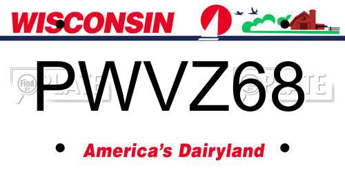 PWVZ68 Wisconsin License Plate