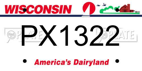 PX1322 Wisconsin License Plate