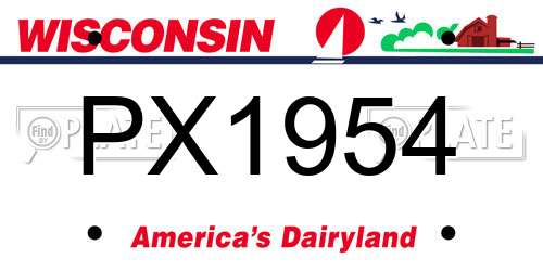 PX1954 Wisconsin License Plate