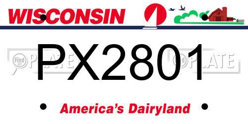 PX2801 Wisconsin License Plate