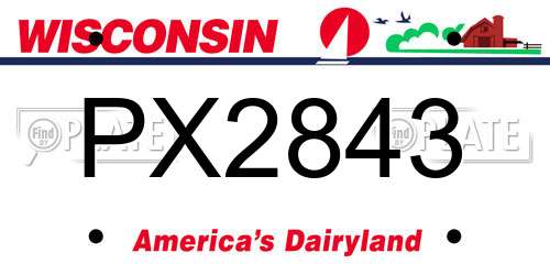 PX2843 Wisconsin License Plate