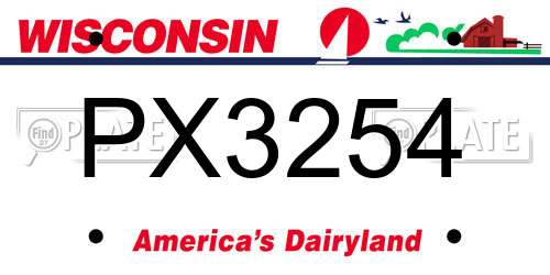 PX3254 Wisconsin License Plate