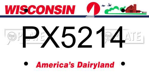 PX5214 Wisconsin License Plate