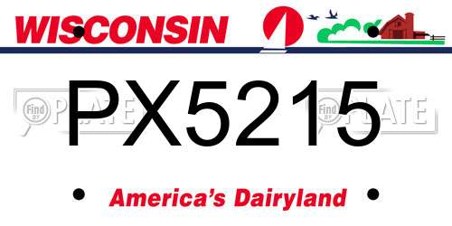 PX5215 Wisconsin License Plate