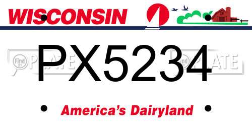 PX5234 Wisconsin License Plate