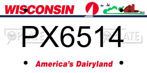 PX6514 Wisconsin License Plate