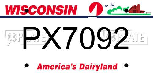 PX7092 Wisconsin License Plate