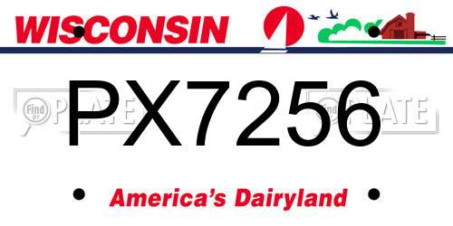 PX7256 Wisconsin License Plate