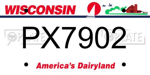 PX7902 Wisconsin License Plate