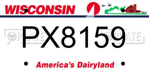 PX8159 Wisconsin License Plate