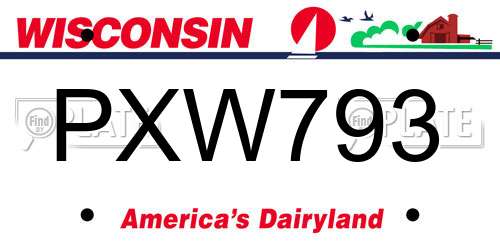 PXW793 Wisconsin License Plate