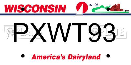 PXWT93 Wisconsin License Plate