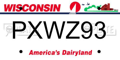 PXWZ93 Wisconsin License Plate
