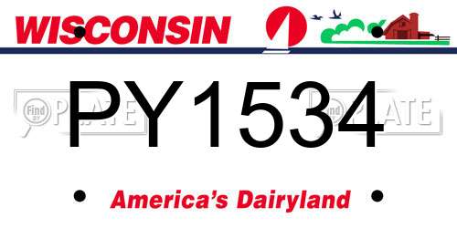 PY1534 Wisconsin License Plate