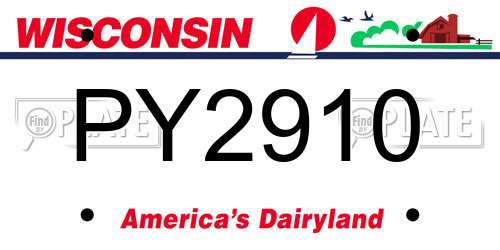 PY2910 Wisconsin License Plate