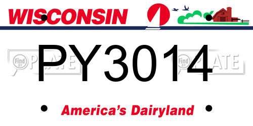 PY3014 Wisconsin License Plate