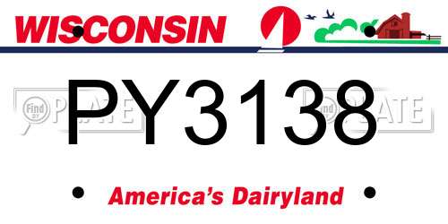 PY3138 Wisconsin License Plate