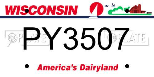 PY3507 Wisconsin License Plate