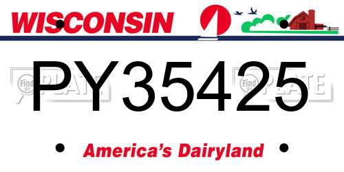 PY35425 Wisconsin License Plate