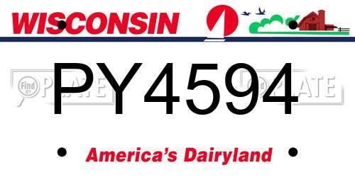 PY4594 Wisconsin License Plate