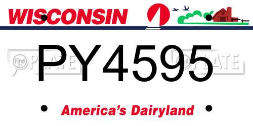 PY4595 Wisconsin License Plate