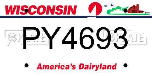 PY4693 Wisconsin License Plate
