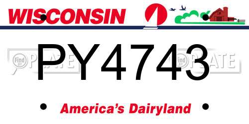 PY4743 Wisconsin License Plate