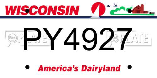 PY4927 Wisconsin License Plate