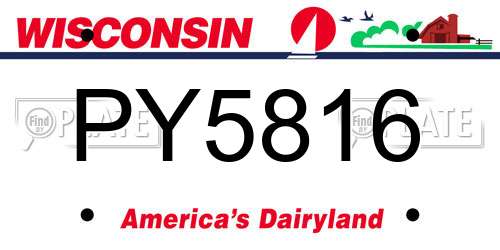 PY5816 Wisconsin License Plate
