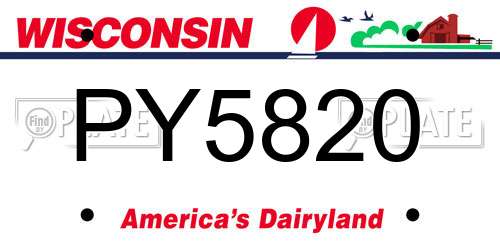 PY5820 Wisconsin License Plate