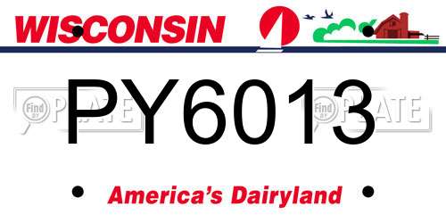 PY6013 Wisconsin License Plate
