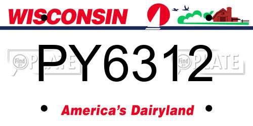PY6312 Wisconsin License Plate