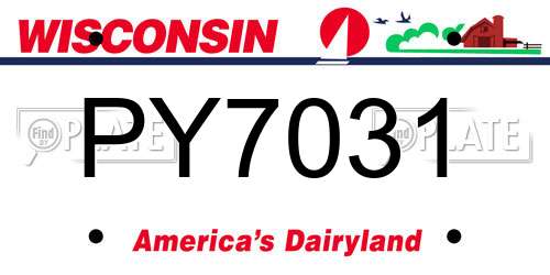 PY7031 Wisconsin License Plate
