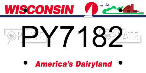 PY7182 Wisconsin License Plate