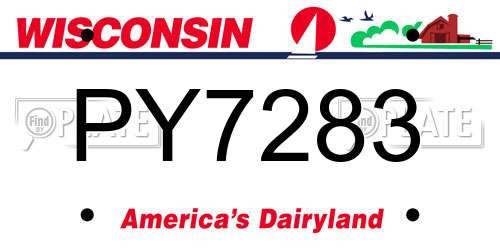 PY7283 Wisconsin License Plate